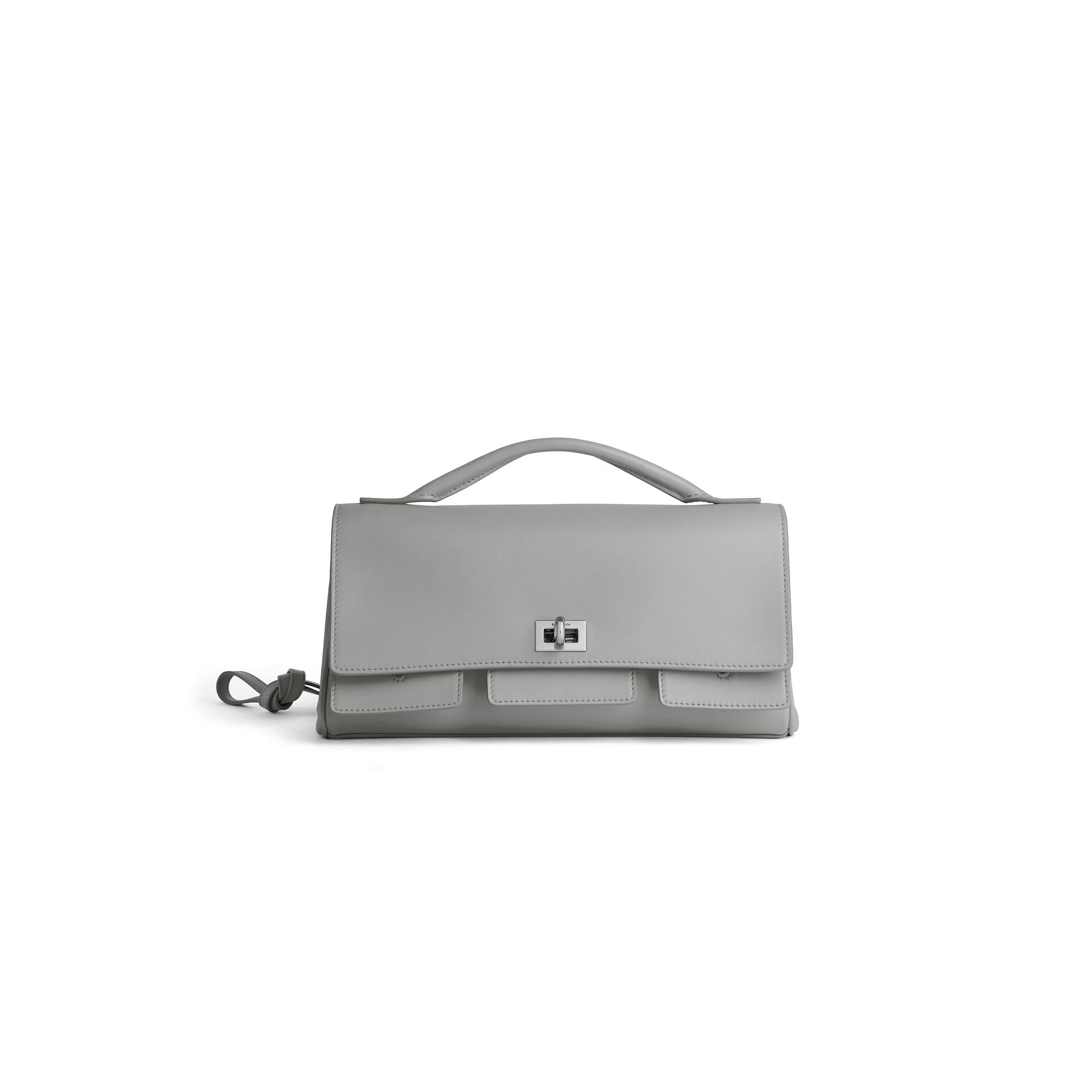 Ba1en*iaga women''s bel air clutch on strap small in cloud grey 8349432abaw1142 (26.9*13.9*5.3cm)